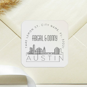 Sticker Carré Austin Skyline   Sceau d'enveloppe préadressé