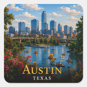 Sticker Carré Austin Texas États-Unis Musique en live Collines V