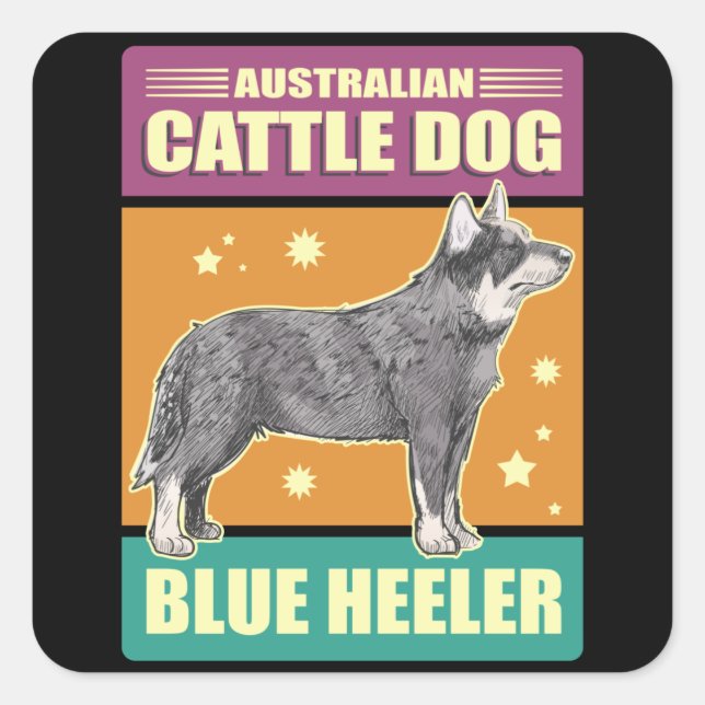 Sticker Carré Australian Cattle Dog Blue Heeler | Dog Owner (Devant)
