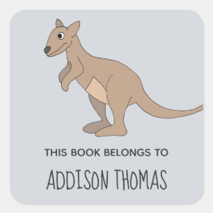 Sticker Carré Australie Cute Kangaroo Doodle Kids Boplate