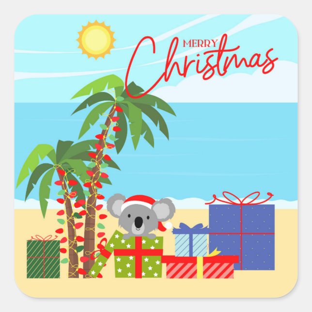 Sticker Carré Australie Noël (Devant)
