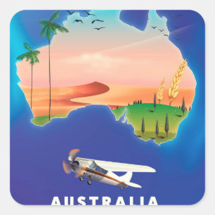 Sticker Carré Australie poster Voyage vacances