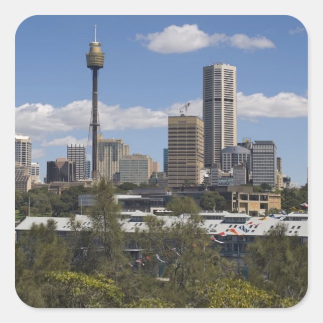 Sticker Carré Australie, Sydney, Potts Point. Horizon de Sydney. (Devant)