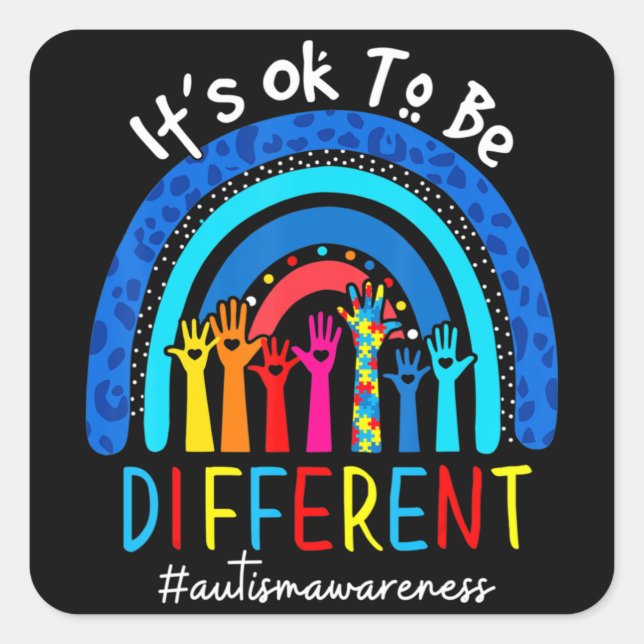 Sticker Carré Autism Aware Acceptance Women Kid Its Ok To Be (Devant)