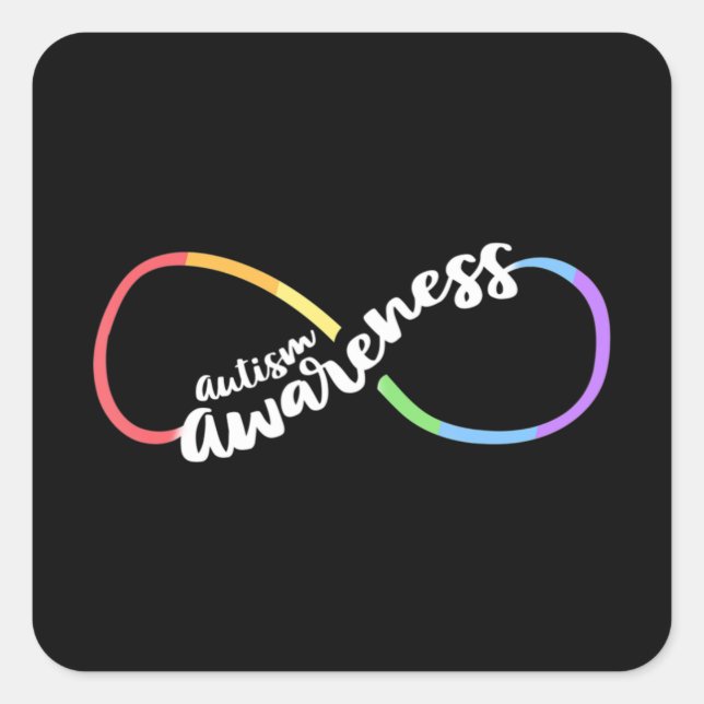 Sticker Carré Autism Awareness Autistic Acceptance Rainbow Infin (Devant)