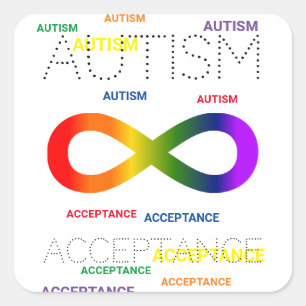 Sticker Carré Autisme Acceptation points infinity