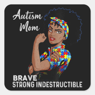 Sticker Carré Autisme Maman Indestructible Sensibilisation sur l