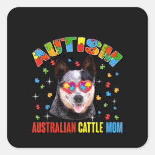 Sticker Carré Autiste Australian Cattle Mom Puzzle Pièce