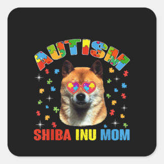 Sticker Carré Autiste | Autisme Shiba Inu Maman Pièce de puzzle