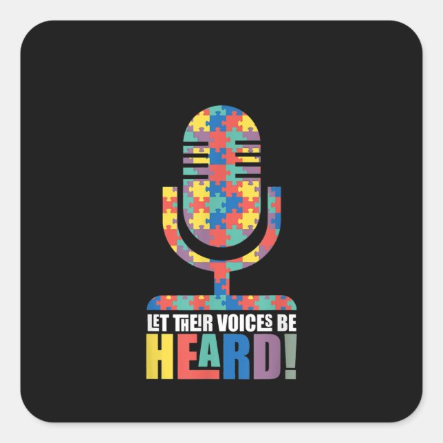 Sticker Carré Autiste| Que leurs voix soient entendues par l'aut (Devant)