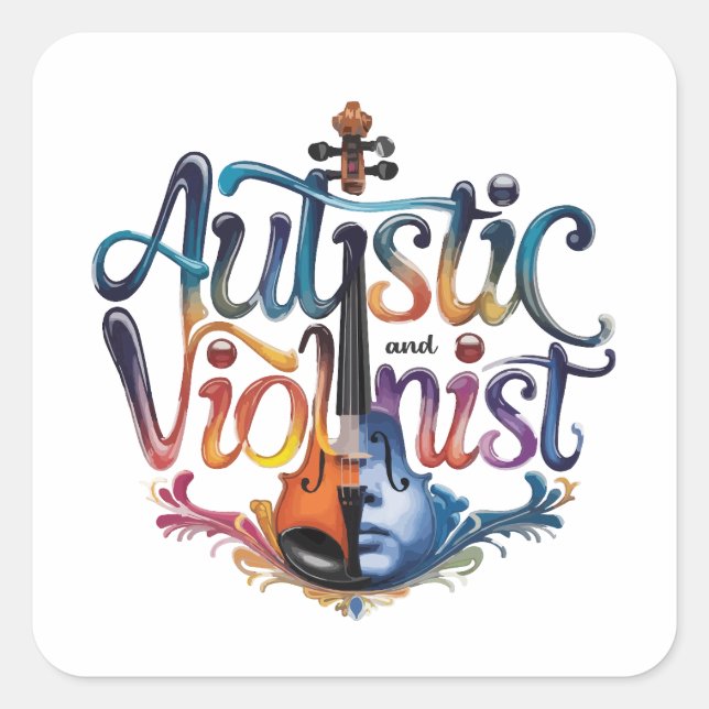 Sticker Carré Autistic and violinist (Devant)