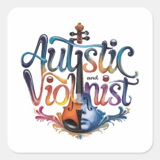 Sticker Carré Autistic and violinist