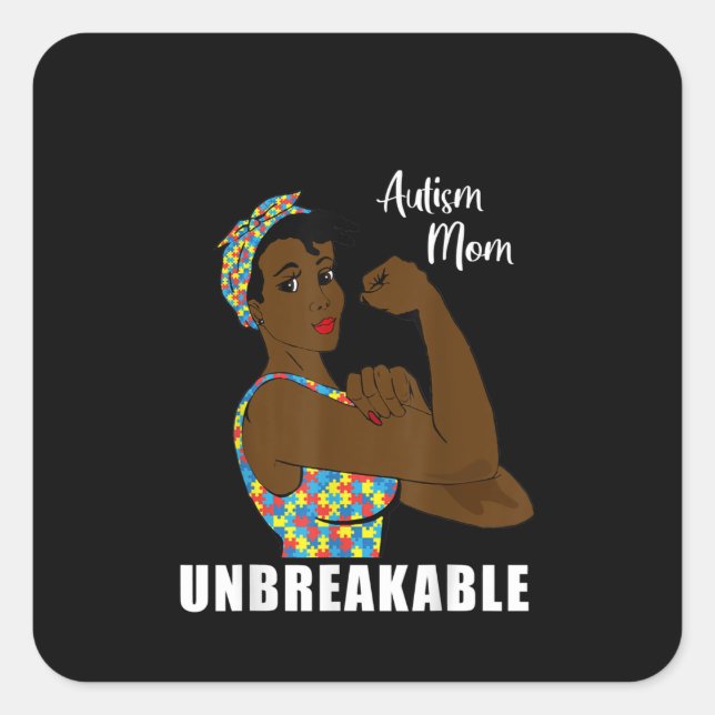 Sticker Carré Autistic | Mère Imbécile Puzzle Piece (Devant)