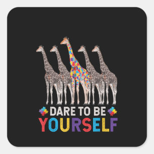 Sticker Carré Autistic Oser être différent Giraffe Puzzle Pièce