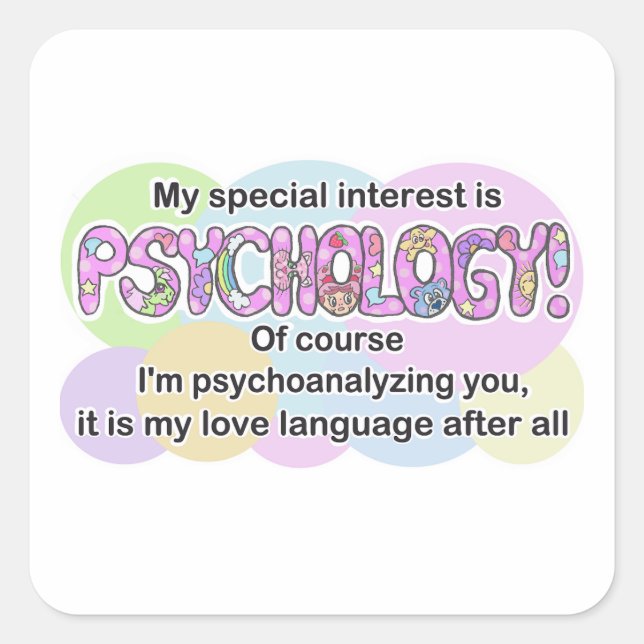 Sticker Carré Autocollant, Langage de l'amour en psychologie (TD (Devant)