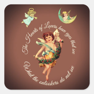 STICKER CARRÉ AUTOCOLLANTANGE CUPIDON DÉCORATION ESTHÉTIQUE RÉ