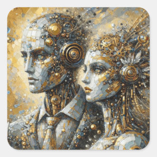 Sticker Carré Automatisation Déco - Collection d'oeuvres d'art F