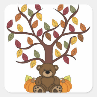 Sticker Carré Automne automne conception ours