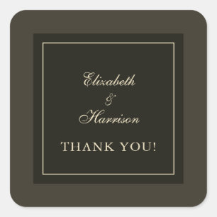 Sticker Carré Automne Brown teintes et ivoire Mariage Merci