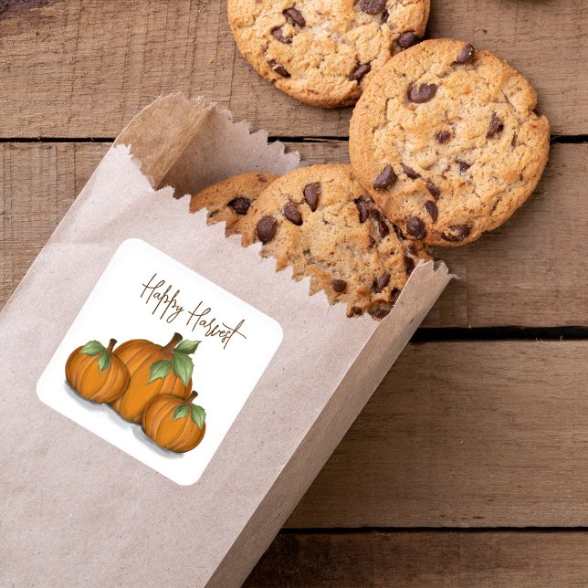 Sticker Carré Automne Citrouille Harvest (Choose between 7 different shapes, Available in a matte or glossy finish)