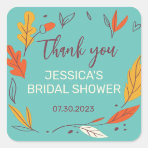 Sticker Carré Automne Doodle Feuille Wreath Fête des mariées d'a