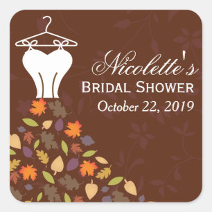 Sticker Carré Automne Feuilles Mariage Robe Fête des mariées Fav