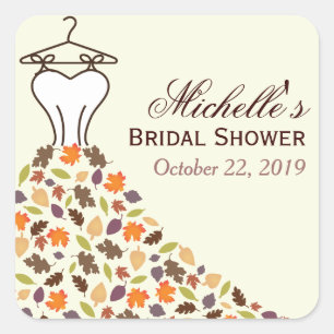 Sticker Carré Automne Feuilles Mariage Robe Fête des mariées Fav