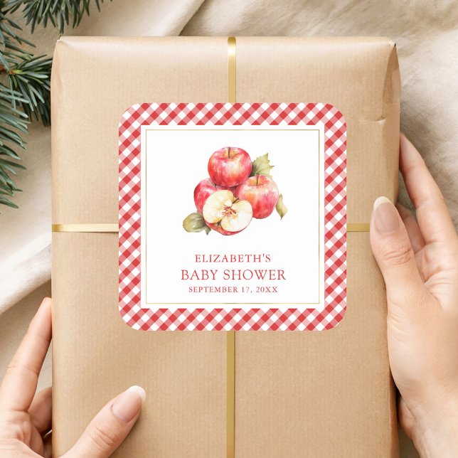 Sticker Carré Automne Pomme de nos yeux Baby shower (Créateur téléchargé)