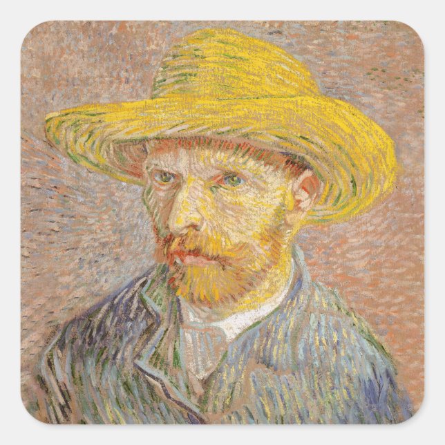 Sticker Carré Autoportrait impressionniste de Vincent Van Gogh (Devant)
