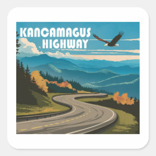 Sticker Carré Autoroute Kancamagus New Hampshire Eagle