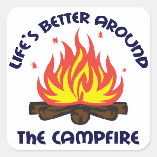 Sticker Carré Autour du feu de camp