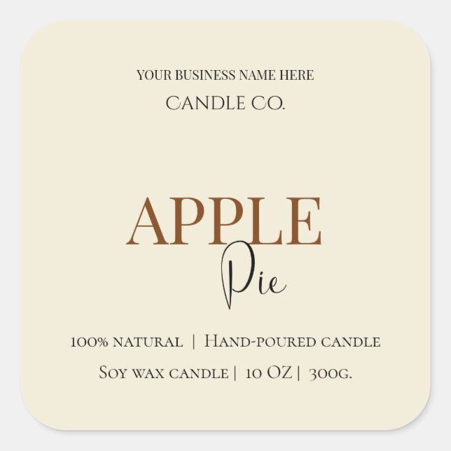 Sticker Carré Autumn Blessing Apple Pie | Fall Candle Label  (Devant)