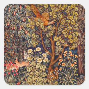 Sticker Carré AUTUMN FOREST ANIMALS Haricots, faisan, Brown Flor