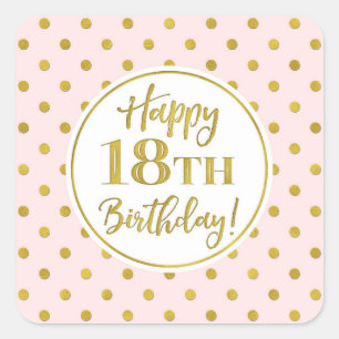 Sticker Carré aux points d'or rose blanc 18e anniv