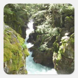 Sticker Carré Avalanche Gorge II dans le parc national de Glacie