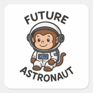 Sticker Carré Avenir astronaute - Singe spatial mignon