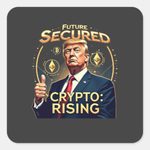 Sticker Carré Avenir Sécurisé Crypto en Hausse Trump Jour d'Inve