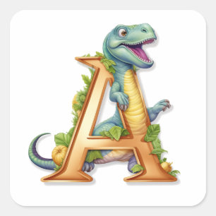 Sticker Carré Aventure Alphabet : A pour Dinosaur