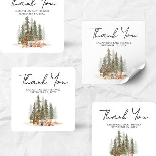 Sticker Carré Aventure Commencer le Baby shower des animaux des 