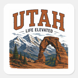 Sticker Carré Aventure dans les canyons rouges de l'Utah