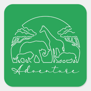 Sticker Carré Aventure et Safari en Afrique