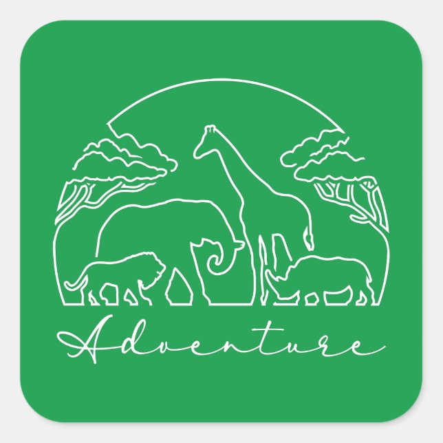 Sticker Carré Aventure et Safari en Afrique (Devant)