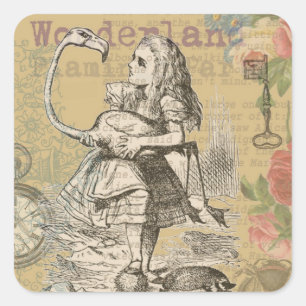 Sticker Carré Aventures d'Alice au pays des merveilles Flamant C