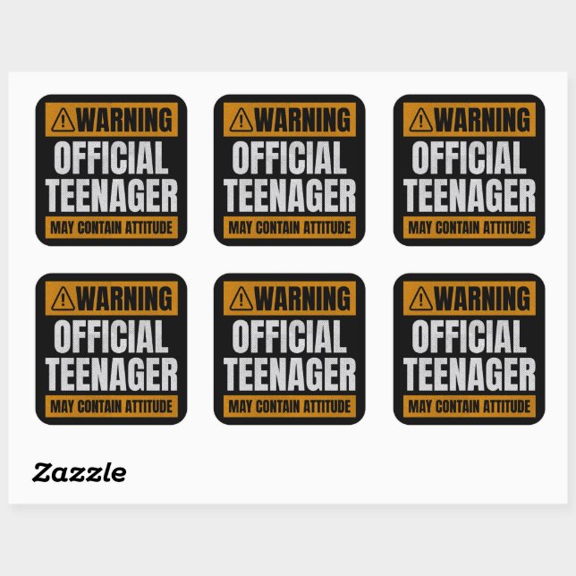 Sticker Carré Avertissement Attitude officielle des adolescents (Feuille)