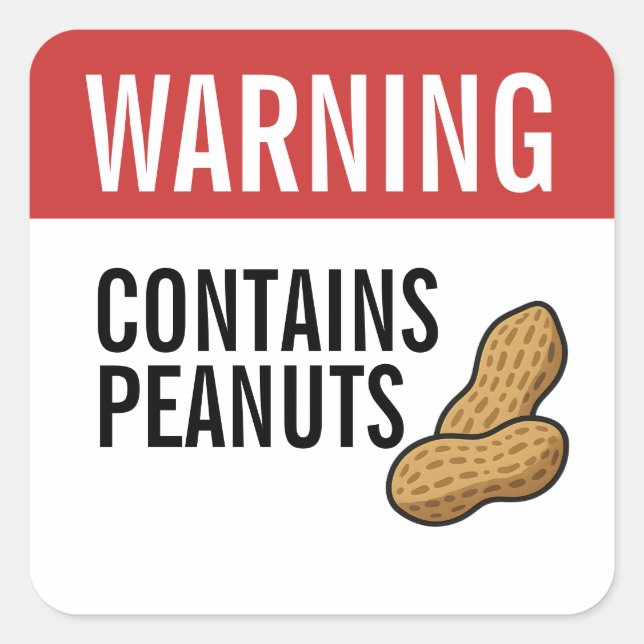 Sticker Carré Avertissement Contient des arachides Alerte allerg (Devant)