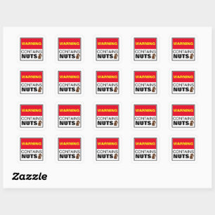Sticker Carré AVERTISSEMENT Contient des noix