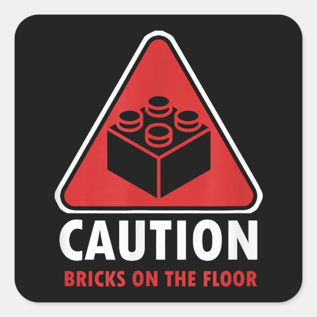Sticker Carré Avertissement Drôle Attention Blocs De Constructio (Devant)