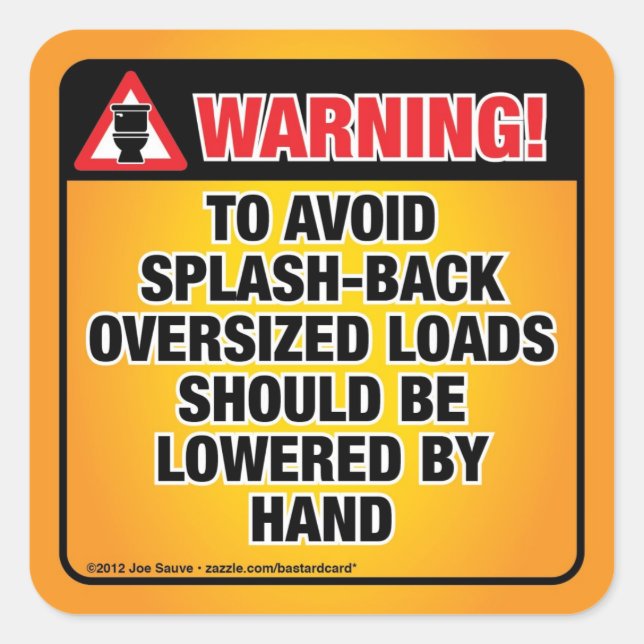 Sticker Carré AVERTISSEMENT - Évitez Les Dos De Salle De Bains (Devant)