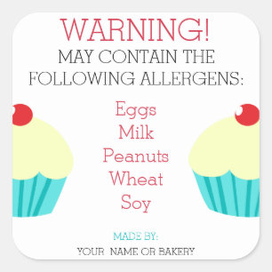 Sticker Carré Avertissement pouvant contenir des allergènes pers