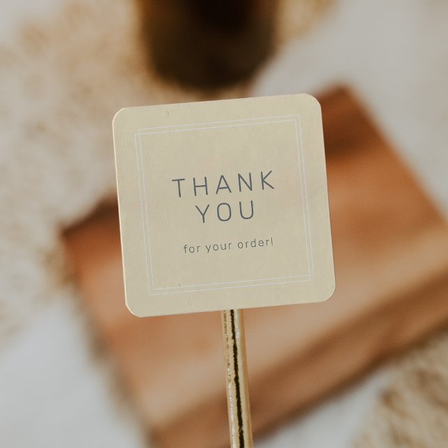 Sticker Carré AVERY Simple Beurre Jaune Merci pour la commande (AVERY Simple Butter Yellow Thank You For Order Square Sticker)